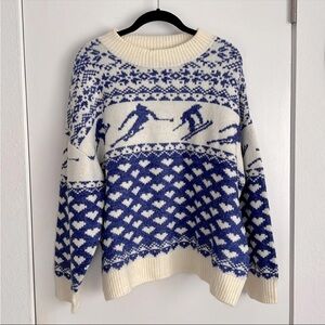 H&M Jacquard Knit Apres Ski Chunky Crewneck Sweater